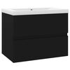 vidaXL Sink Cabinet With Basin Black, White Engineered wood, Ceramic
