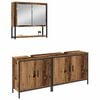 vidaXL Bathroom Furniture Set with Shelf 3 pcs Brown Engineered wood