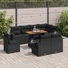 vidaXL Garden Sofa Set Black PE Rattan 9 Piece Set Adjustable Feet