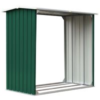 vidaXL Log Storage Shed Galvanized Steel 67.7"x35.8"x60.6" Green