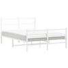 vidaXL Bed Frame White Powder-Coated Steel Full Bed Frame Rectangular