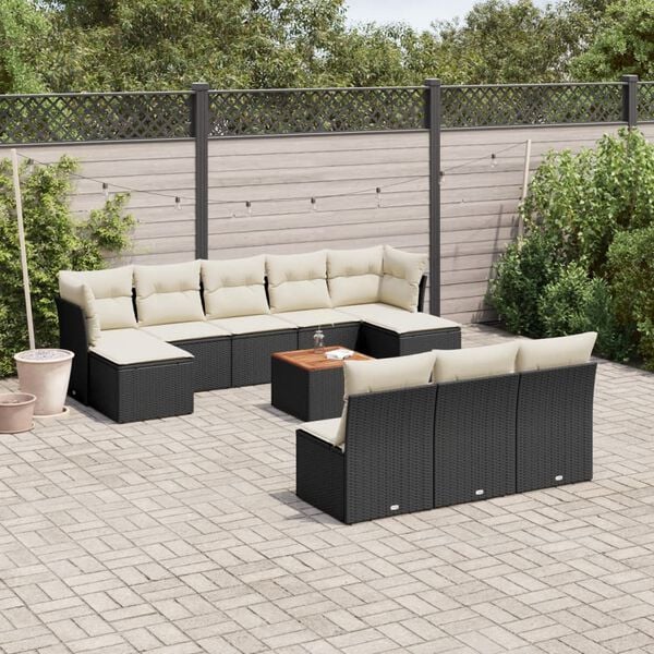 vidaXL Garden Sofa Set Black PE Rattan 11 Piece Set Modular