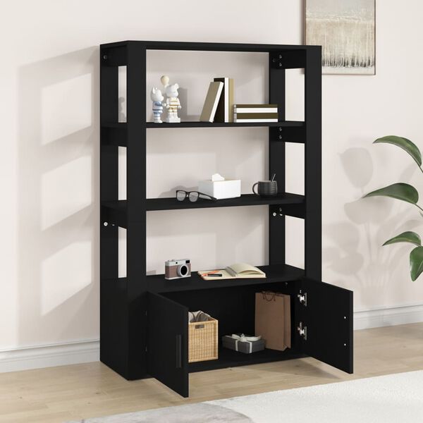 vidaXL Sideboard Black Engineered Wood Medium Sideboard Rectangular