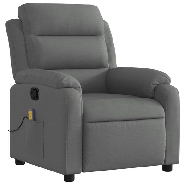 vidaXL Massage Recliner Chair Dark Grey Fabric, Metal, Plywood Single