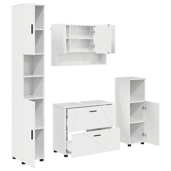 vidaXL Bathroom Furniture Set 4 pcs High gloss white Engineered wood