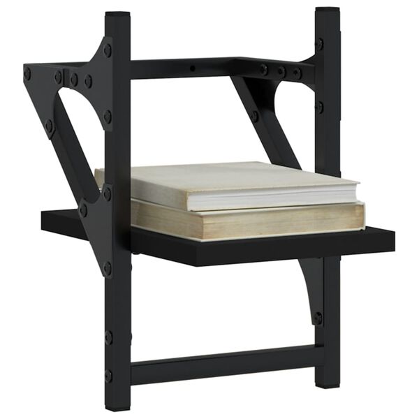 vidaXL Wall Shelf Set of 2 Black Engineered wood, metal Medium