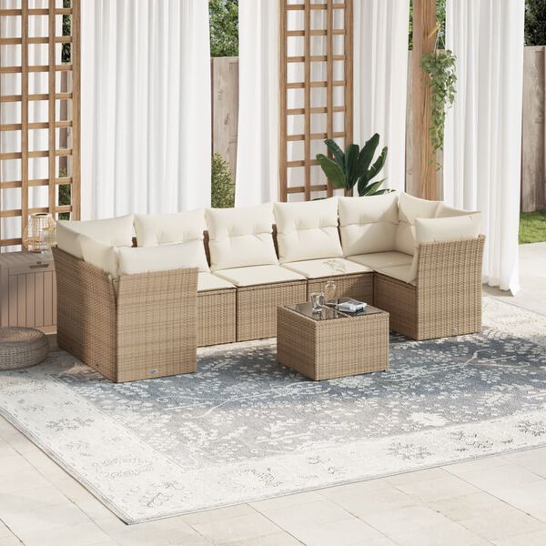 vidaXL Garden Sofa Set Beige, Cream White