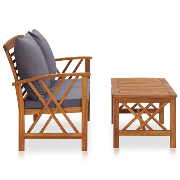 vidaXL Garden Lounge Set Acacia Wood, Dark Grey Solid Acacia Wood, Polyester
