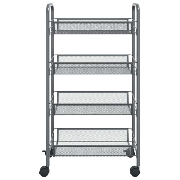 vidaXL 4-Tier Kitchen Trolley Gray 18.1"x10.2"x33.5" Iron