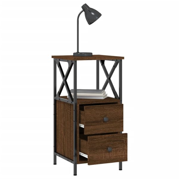 vidaXL Nightstand Brown Oak Engineered Wood Compact Adjustable Feet