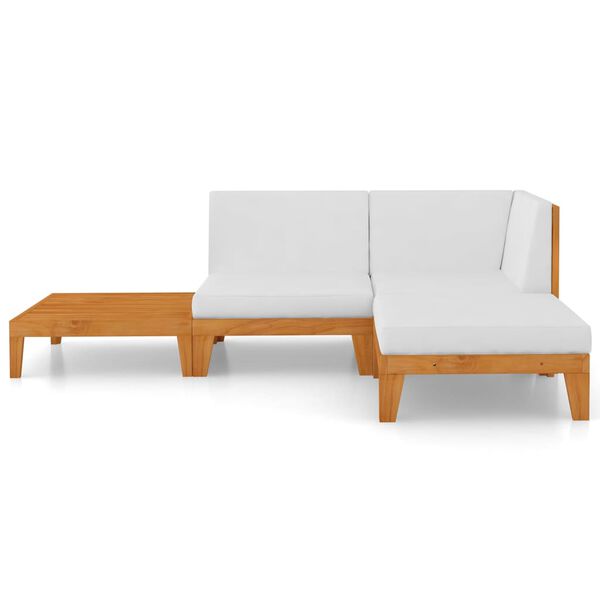 vidaXL Garden Lounge Set Cream white Solid Acacia wood, Polyester Medium
