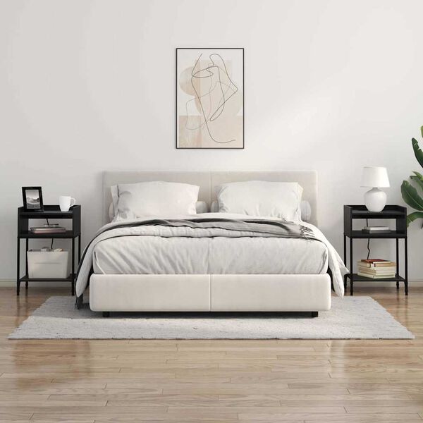 vidaXL Bedside Cabinet 2 pcs Black Oak 15.75 x 15.75 x 24.02 in