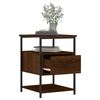 vidaXL Bedside Cabinet Brown Oak Engineered Wood Compact Adjustable Feet