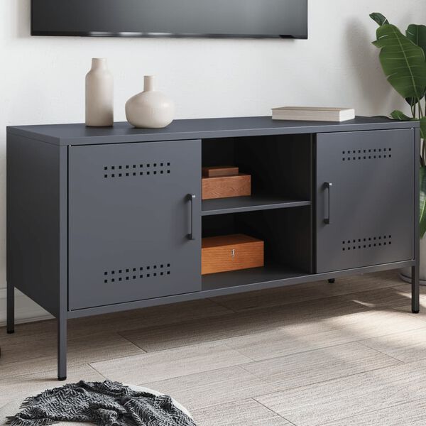 vidaXL TV Cabinet Anthracite Steel Small Industrial TV Cabinet