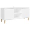 vidaXL TV Cabinet White Engineered Wood, Solid Eucalyptus Wood Medium
