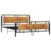 vidaXL Bed Frame Black, Brown Solid oak wood, powder-coated metal, MDF