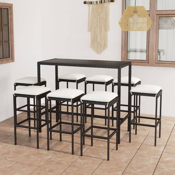 vidaXL Garden Bar Set Black, Cream White