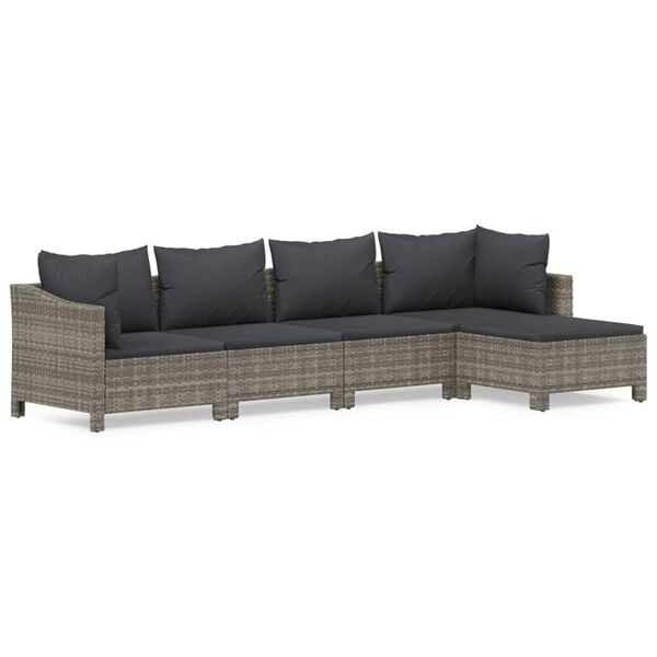 vidaXL Garden Lounge Set Grey PE rattan, powder-coated steel Large