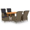 vidaXL Dining Set Brown table, Brown chairs, Black cushions