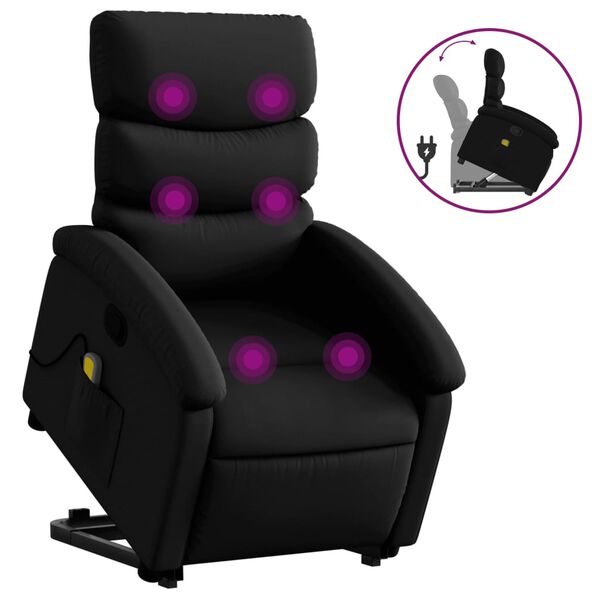vidaXL Stand Up Massage Recliner Chair Black Faux leather, metal, plywood