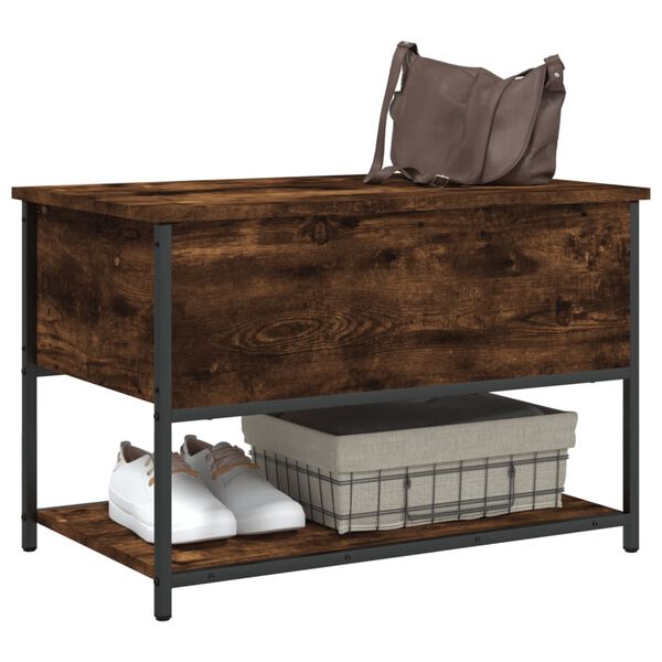 vidaXL Storage Bench Smoked Oak Engineered Wood and Metal Industrial