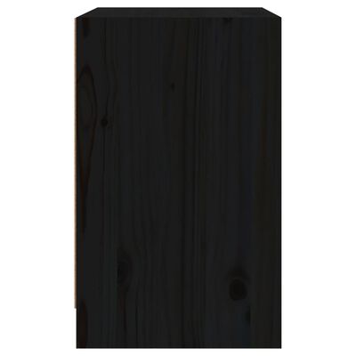 vidaXL Bedside Cabinet Black 15.7"x12.2"x19.7" Solid Wood Pine