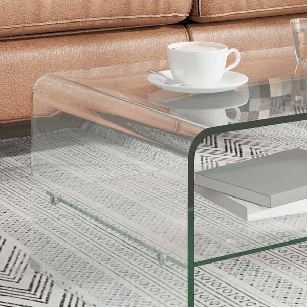 vidaXL Coffee Table Clear Tempered safety glass Compact Coffee Table