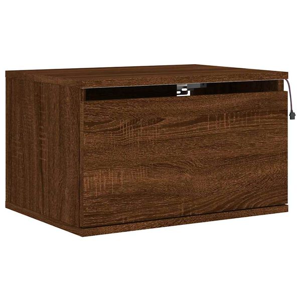 vidaXL Wall-mounted Bedside Cabinet Brown Oak Engineered Wood Medium