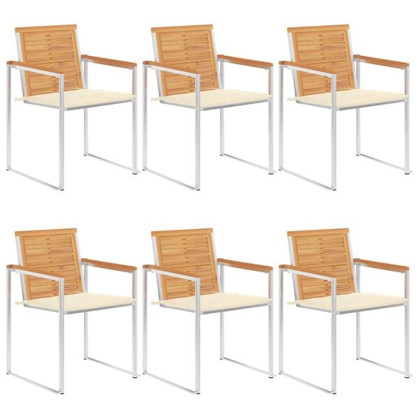 vidaXL Patio Chairs 6 pcs with Cushions Solid Teak Wood