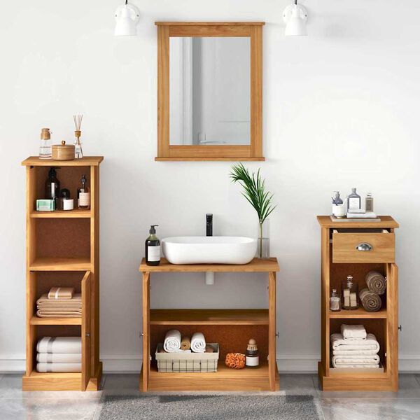 vidaXL Bathroom Furniture Set with Drawer with Shelf VIGO 4 pcs Brown