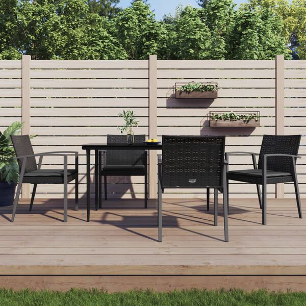 vidaXL Garden Dining Set Black PE rattan Medium Durable