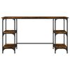 vidaXL Desk Smoked Oak Engineered Wood, Metal Medium Adjustable Feet