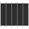 vidaXL 5-Panel Room Divider Black 98.4"x86.6" Fabric
