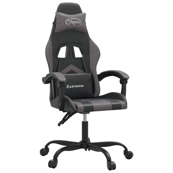 vidaXL Gaming Chair Black and Gray Faux Leather