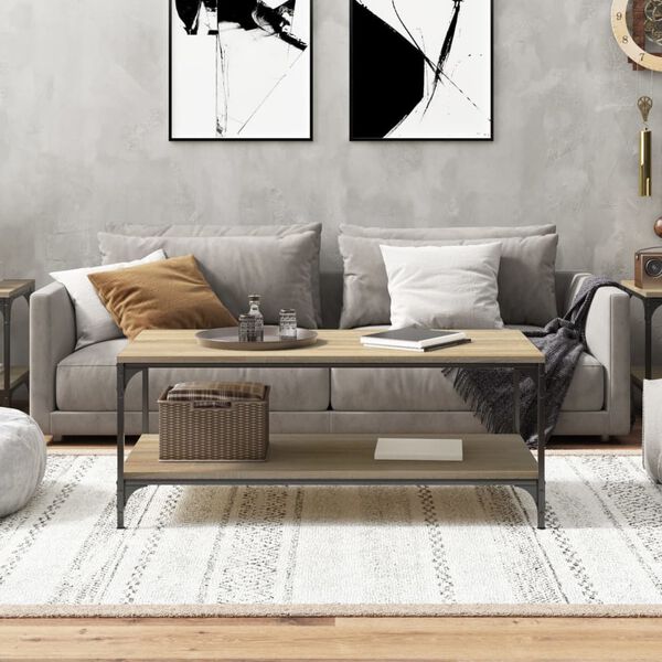 vidaXL Coffee Table Sonoma oak Engineered wood Medium Adjustable Feet