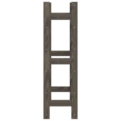 A wooden wine rack frame without back or shelves, showing its top and side rails.