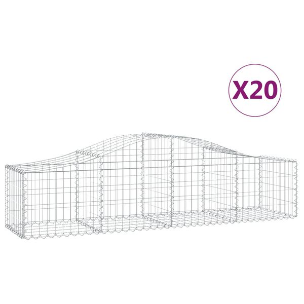 vidaXL Gabion Basket Set of 20 Silver Galvanized iron Large Durable