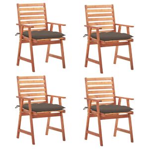 vidaXL Patio Chair Set of 4 Brown, Taupe Solid Acacia Wood Standard