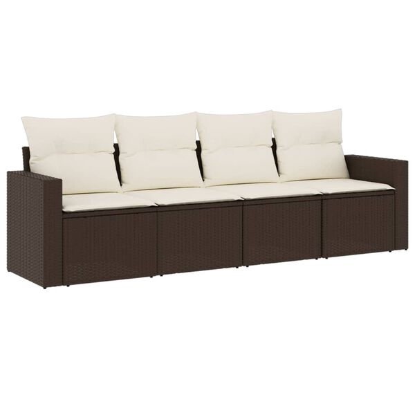 vidaXL Garden Sofa Set Brown and Cream White