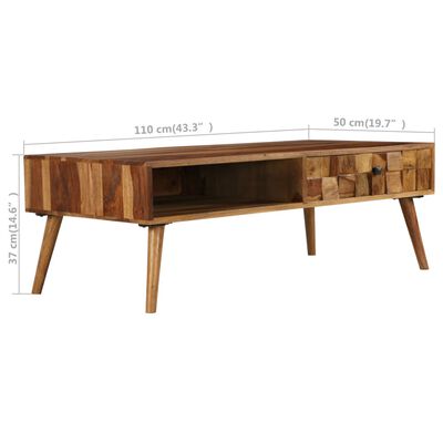 vidaXL Coffee Table Solid Sheesham Wood with Honey Finish 43.3"x19.7"x14.6"