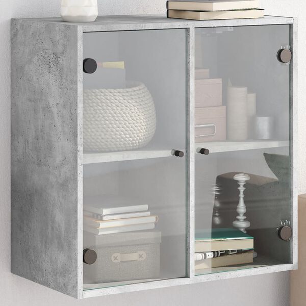 vidaXL Wall Cabinet Concrete grey Engineered wood, glass Medium