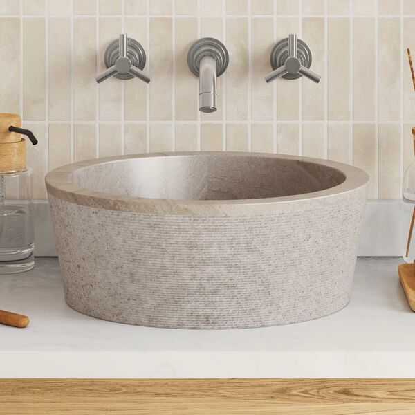 vidaXL Sink Gray &Oslash;15.7"x5.9" Marble