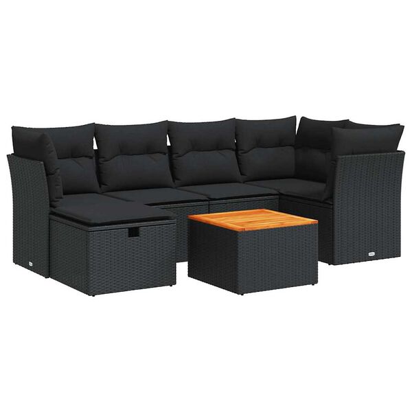 vidaXL Garden Sofa Set Black PE Rattan Large Modular Garden Furniture