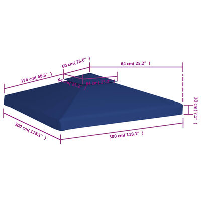 vidaXL Gazebo Cover Canopy Replacement 1 oz/ft² Dark Blue 9.8'x9.8'