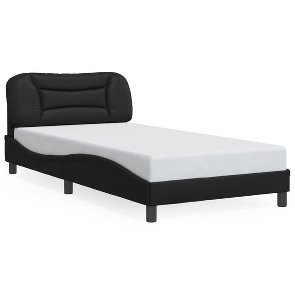 vidaXL Bed Frame Black Faux leather Twin Bed Frame Rectangular
