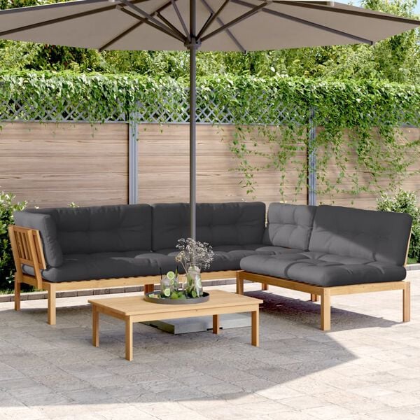 vidaXL Pallet Sofa Set Anthracite Solid Acacia wood Medium Modular