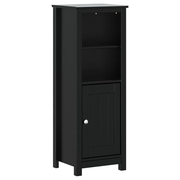 vidaXL Bathroom Cabinet Black Solid pine wood, engineered wood, metal