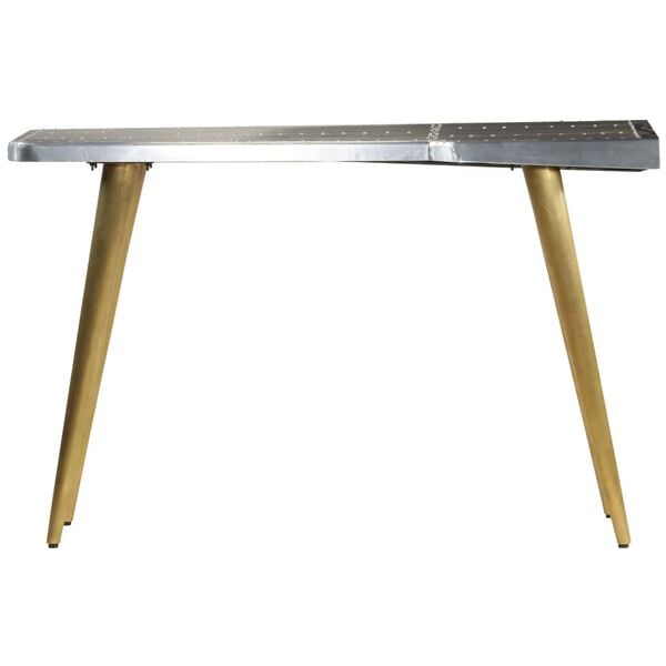 vidaXL Writing Desk Silver, Brass Mango Wood, Aluminum, Steel