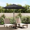 vidaXL Garden Parasol Black Polyester, Aluminum Medium Retractable