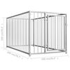 vidaXL Dog Kennel Silver Steel Medium Durable Dog Kennel Rectangular